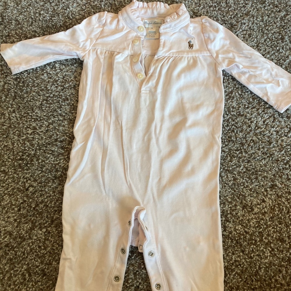 Baby girls pink Ralph Lauren Pima cotton onesie size 9 months